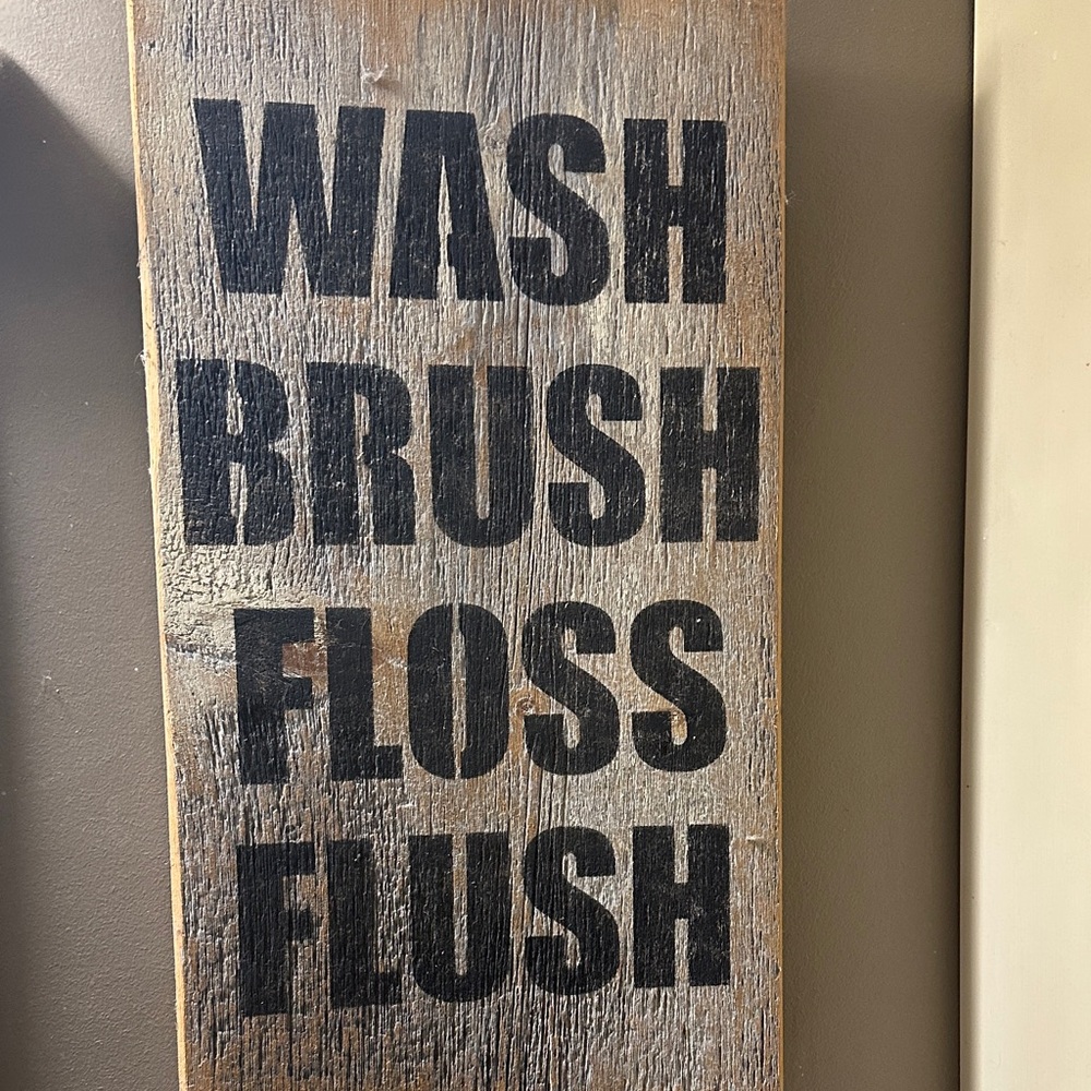 Rustic Wooden Bathroom Sign